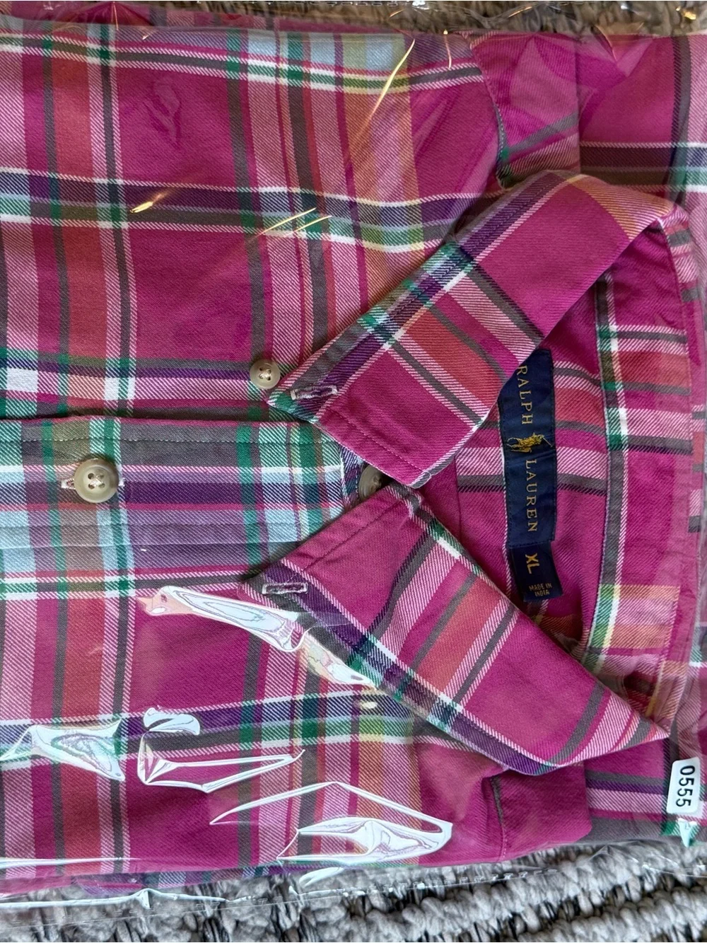 Ralph Lauren Pink & Green Plaid Button-Down Shirt